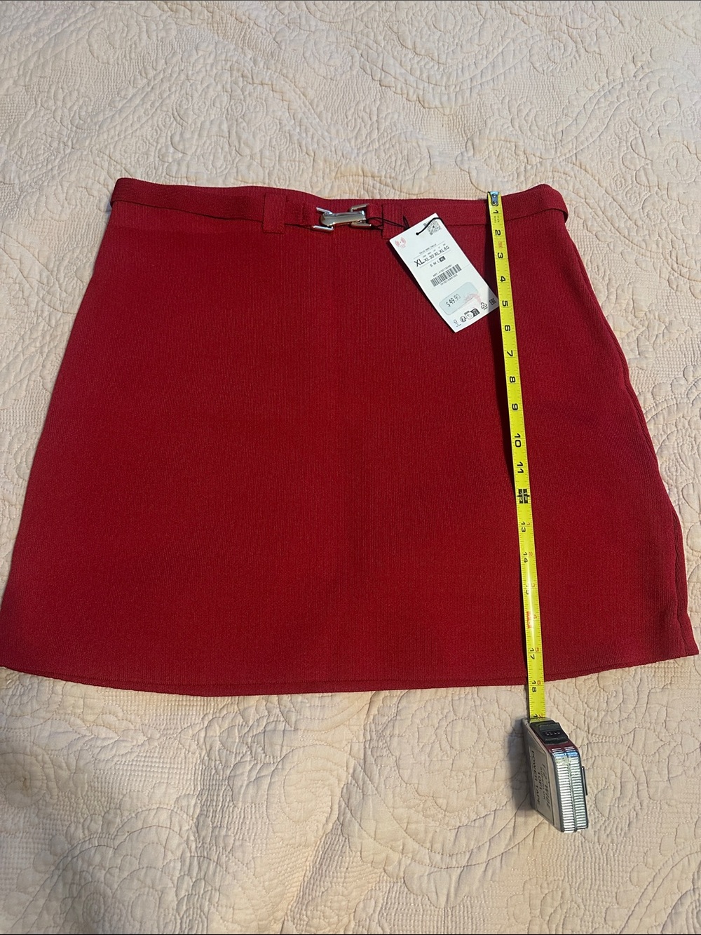 Zara Red Mini Skirt with Buckle Detail